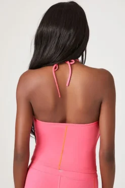 Active Contrast-Seam Halter Top