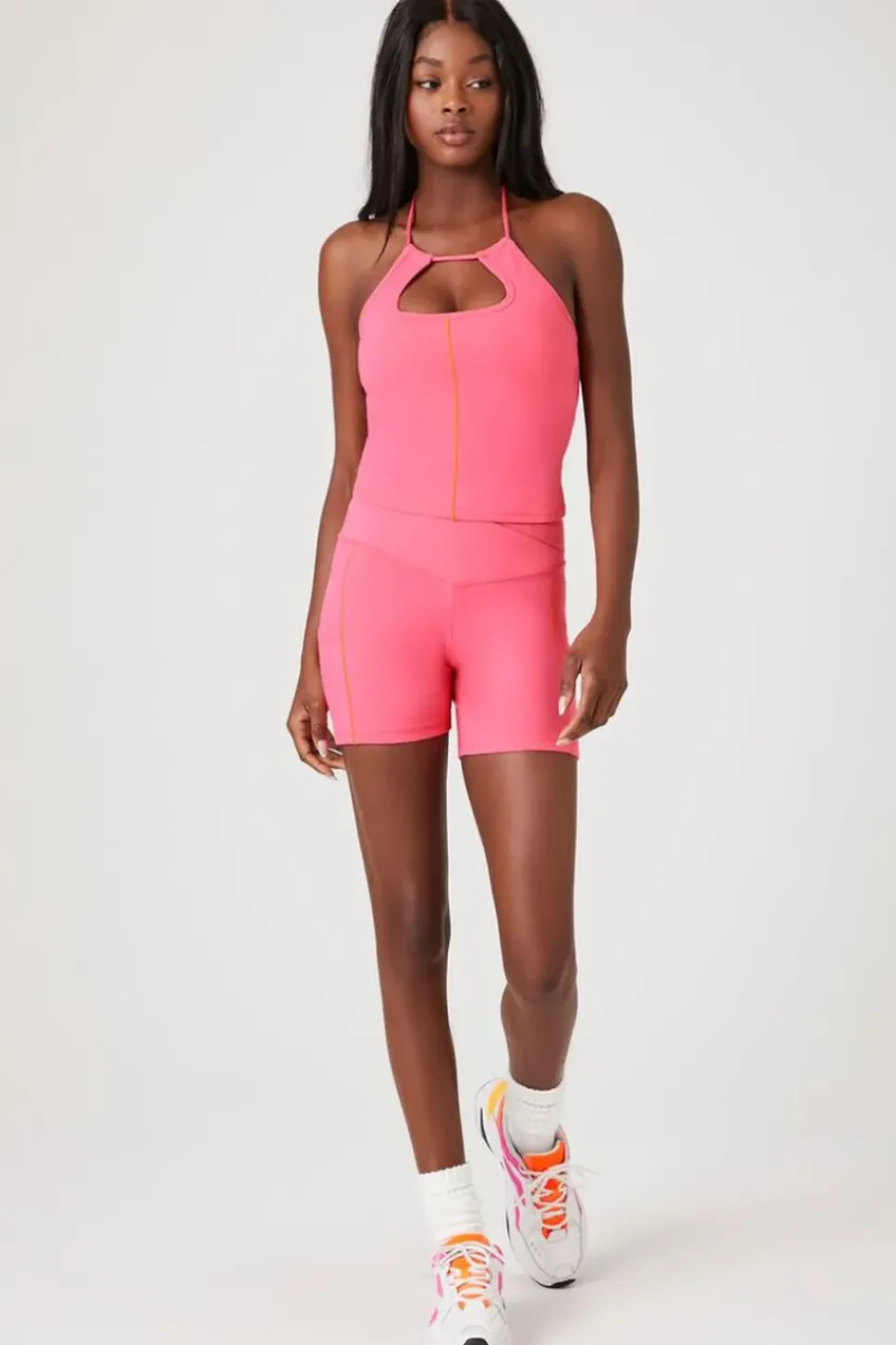 Active Contrast-Seam Halter Top