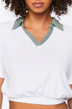 Active Contrast-Trim Cropped Tee