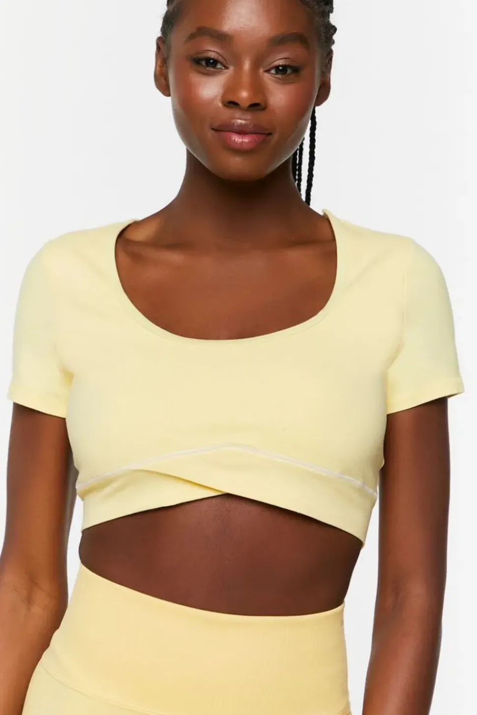 Active Contrast-Trim Crossover Crop Top