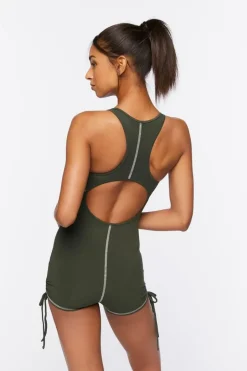 Active Cotton-Blend Drawstring Romper
