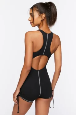Active Cotton-Blend Drawstring Romper