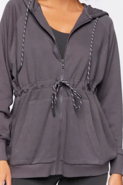 Active Drawstring Zip-Up Hoodie