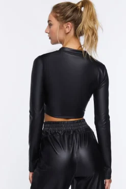 Active Faux Leather Crop Top