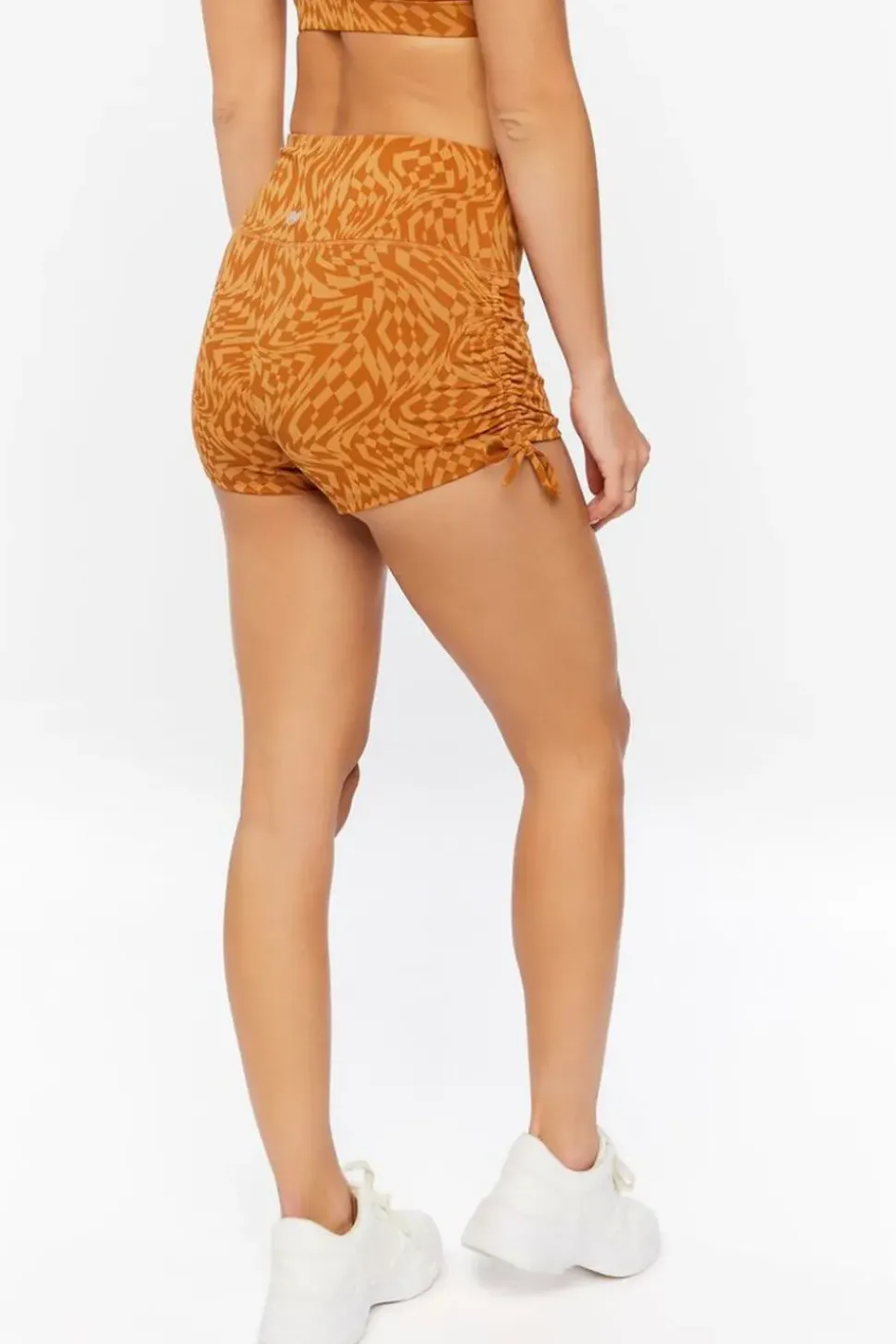Active Geo Print Drawstring Biker Shorts
