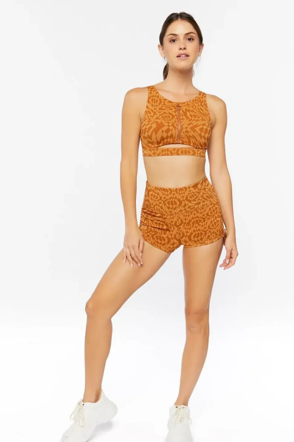 Active Geo Print Drawstring Biker Shorts