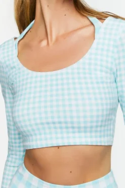 Active Gingham Halter Crop Top