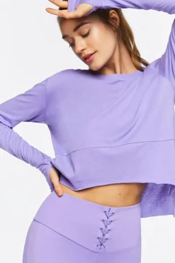Active Long-Sleeve Raw-Cut Top