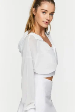 Active Mesh Cropped Zip-Up Jacket