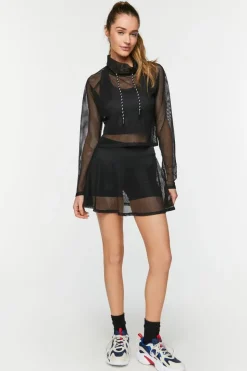 Active Mesh Netted Drawstring Top
