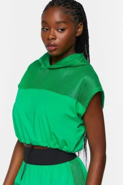 Active Mesh Panel Drawstring Top