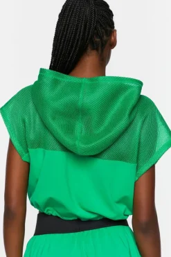 Active Mesh Panel Drawstring Top