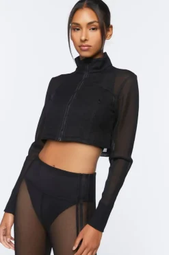 Active Mesh Zip-Up Cropped Jacket