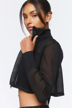Active Mesh Zip-Up Cropped Jacket