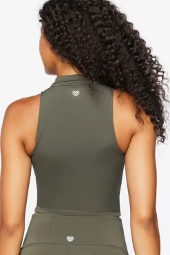Active Mock Neck Zip-Up Crop Top