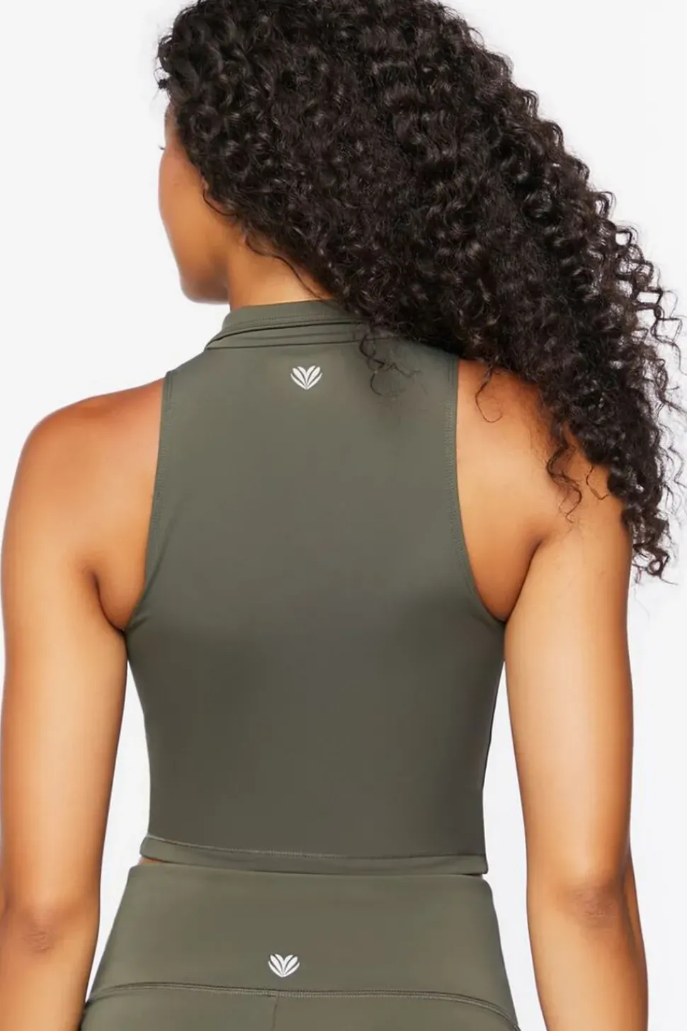 Active Mock Neck Zip-Up Crop Top