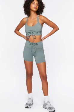 Active Ruched Drawstring Biker Shorts