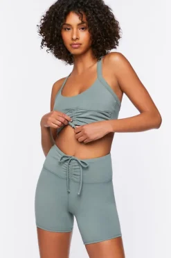 Active Ruched Drawstring Biker Shorts