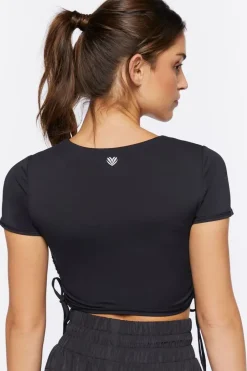 Active Ruched Drawstring Crop Top