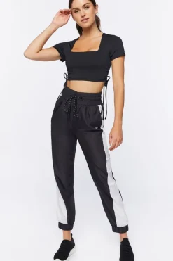Active Ruched Drawstring Crop Top