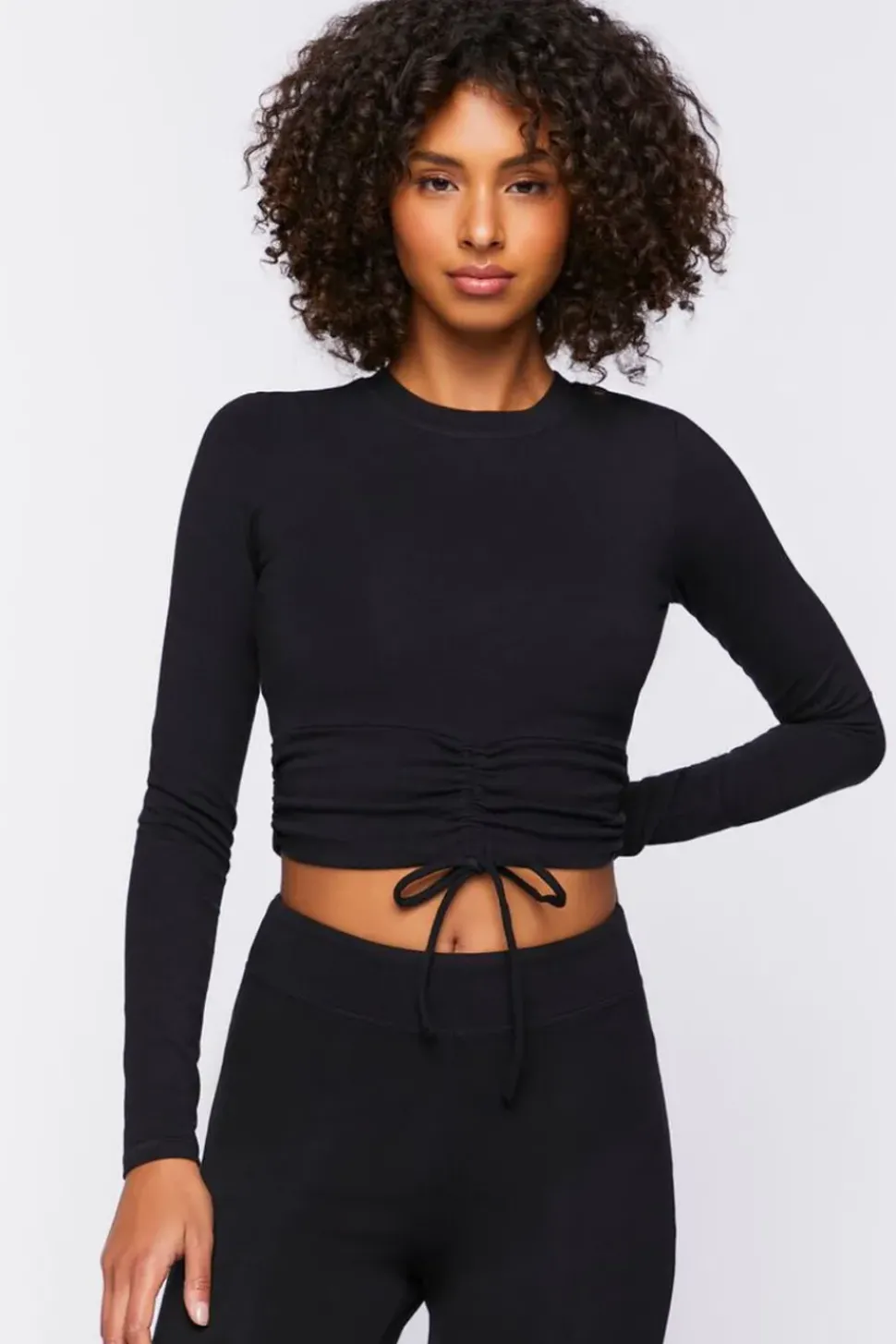 Active Ruched Drawstring Crop Top