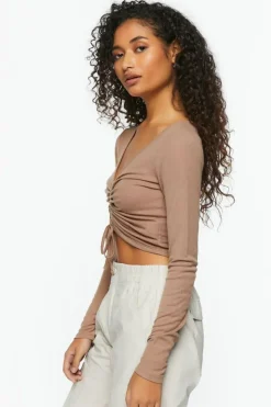 Active Ruched Drawstring Crop Top