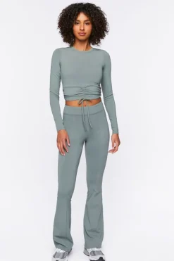Active Ruched Drawstring Crop Top