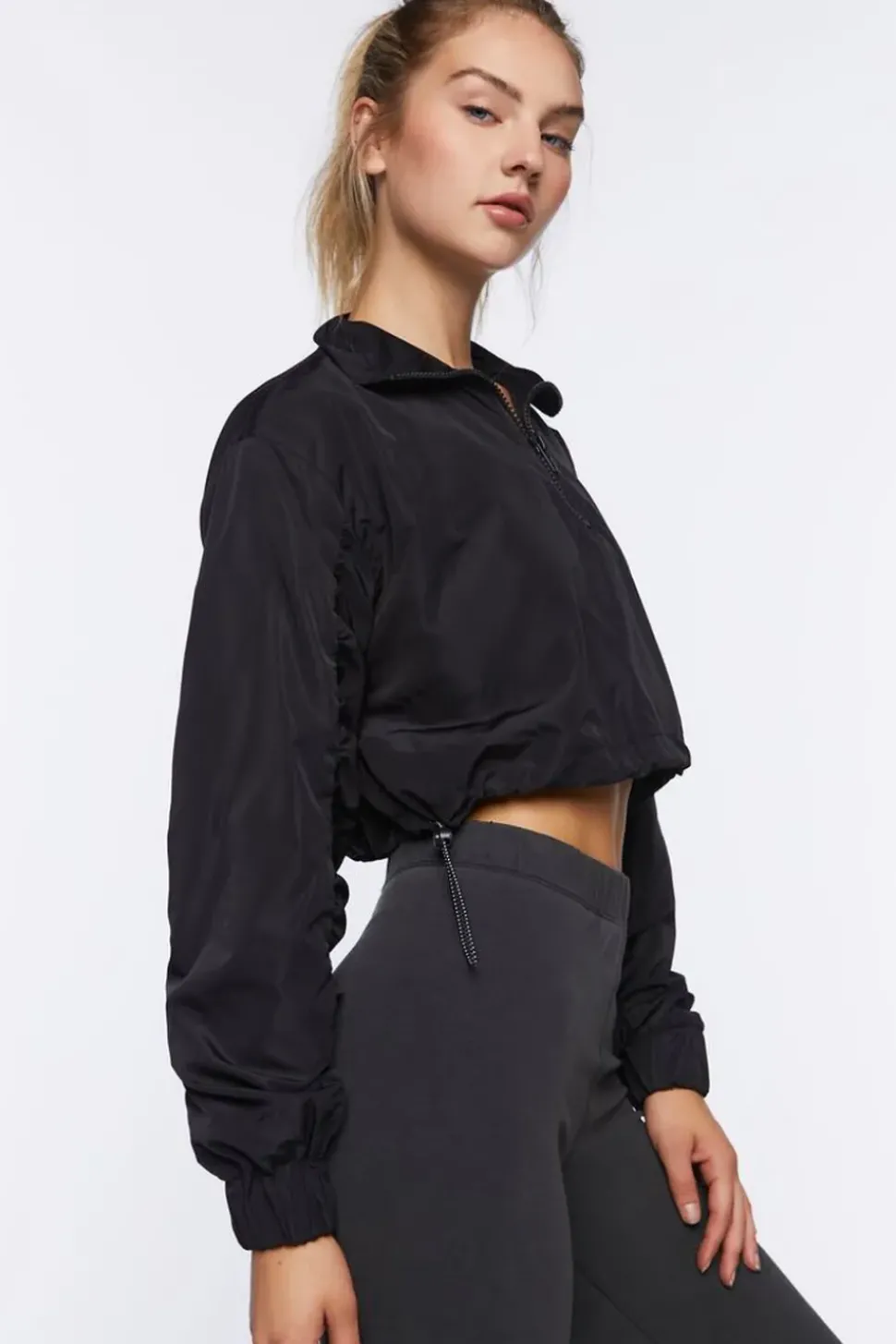 Active Ruched-Sleeve Windbreaker