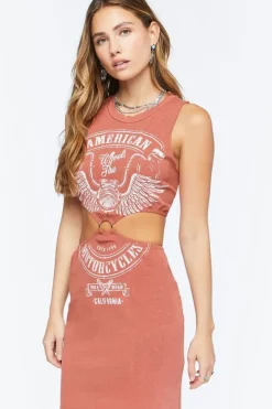 American Motorcycles Graphic Cutout Dress
