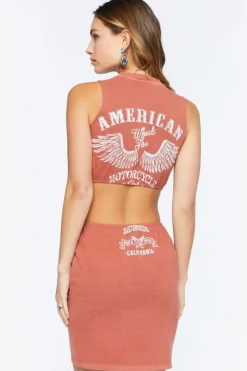 American Motorcycles Graphic Cutout Dress