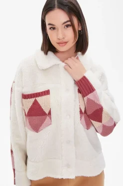 Argyle Faux Shearling Jacket