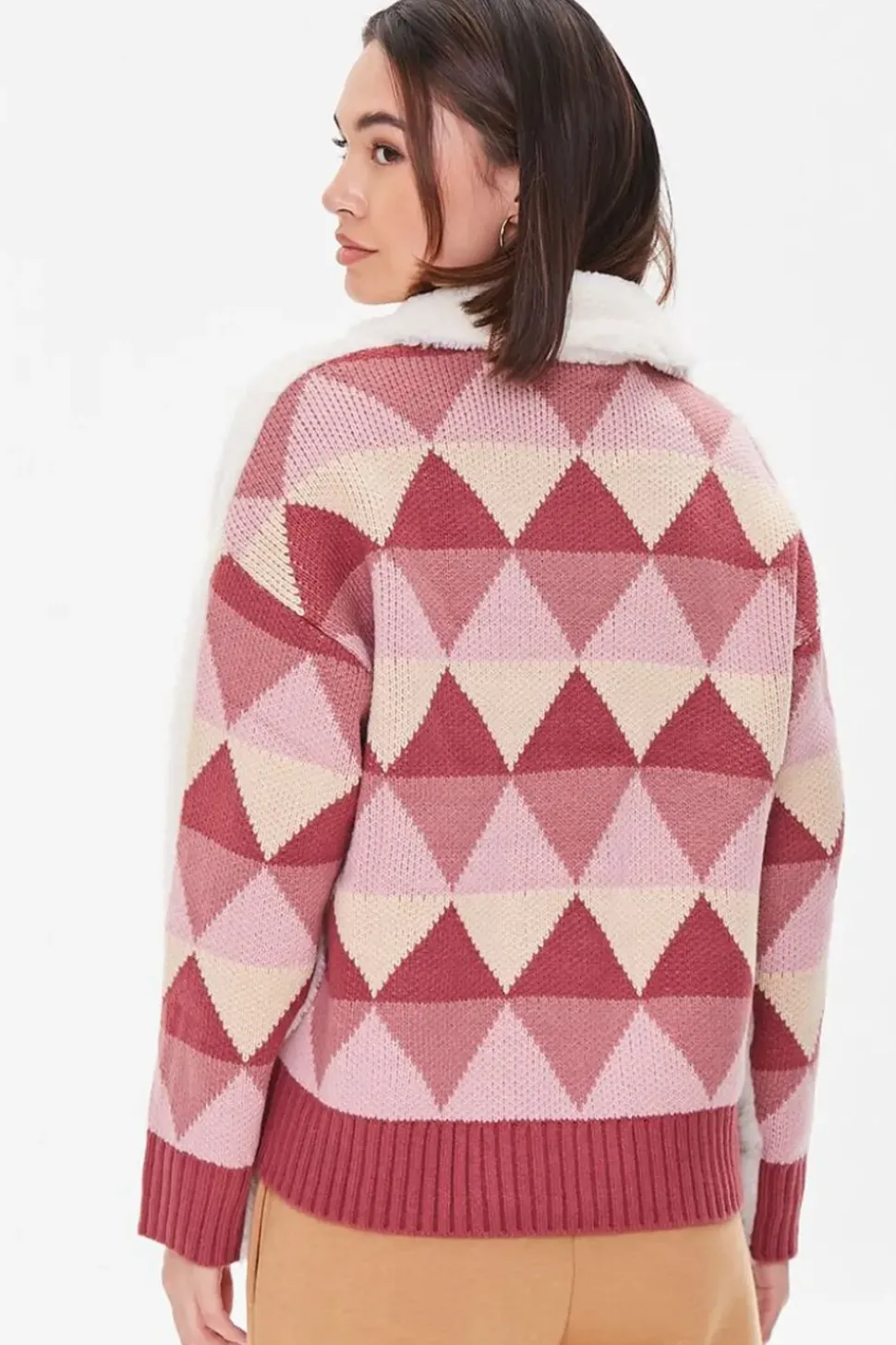 Argyle Faux Shearling Jacket