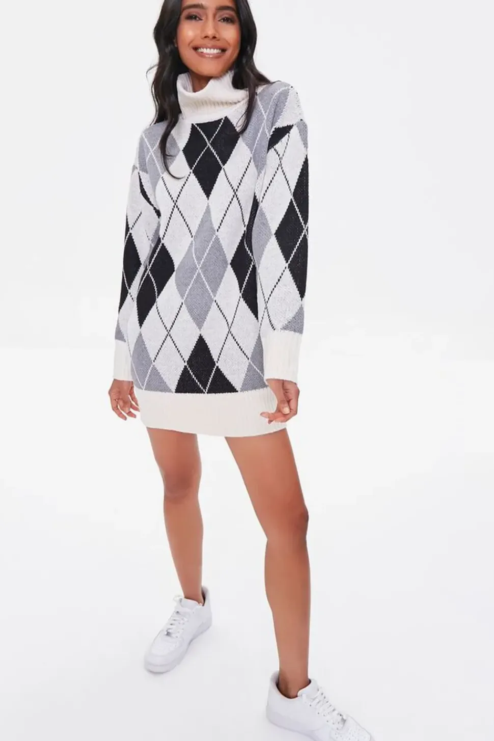 Argyle Mini Sweater Dress