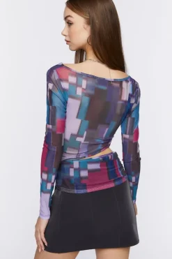 Asymmetrical Abstract Print Top