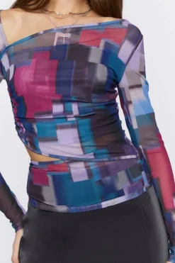 Asymmetrical Abstract Print Top