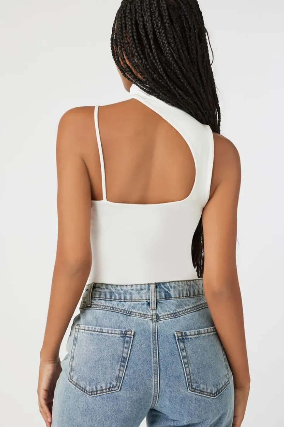 Asymmetrical Mock Neck Cami Bodysuit
