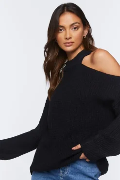 Asymmetrical Open-Shoulder Sweater