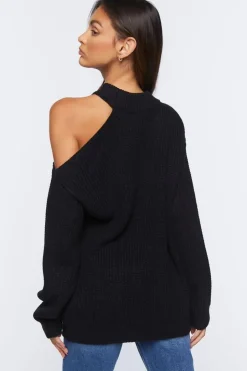 Asymmetrical Open-Shoulder Sweater