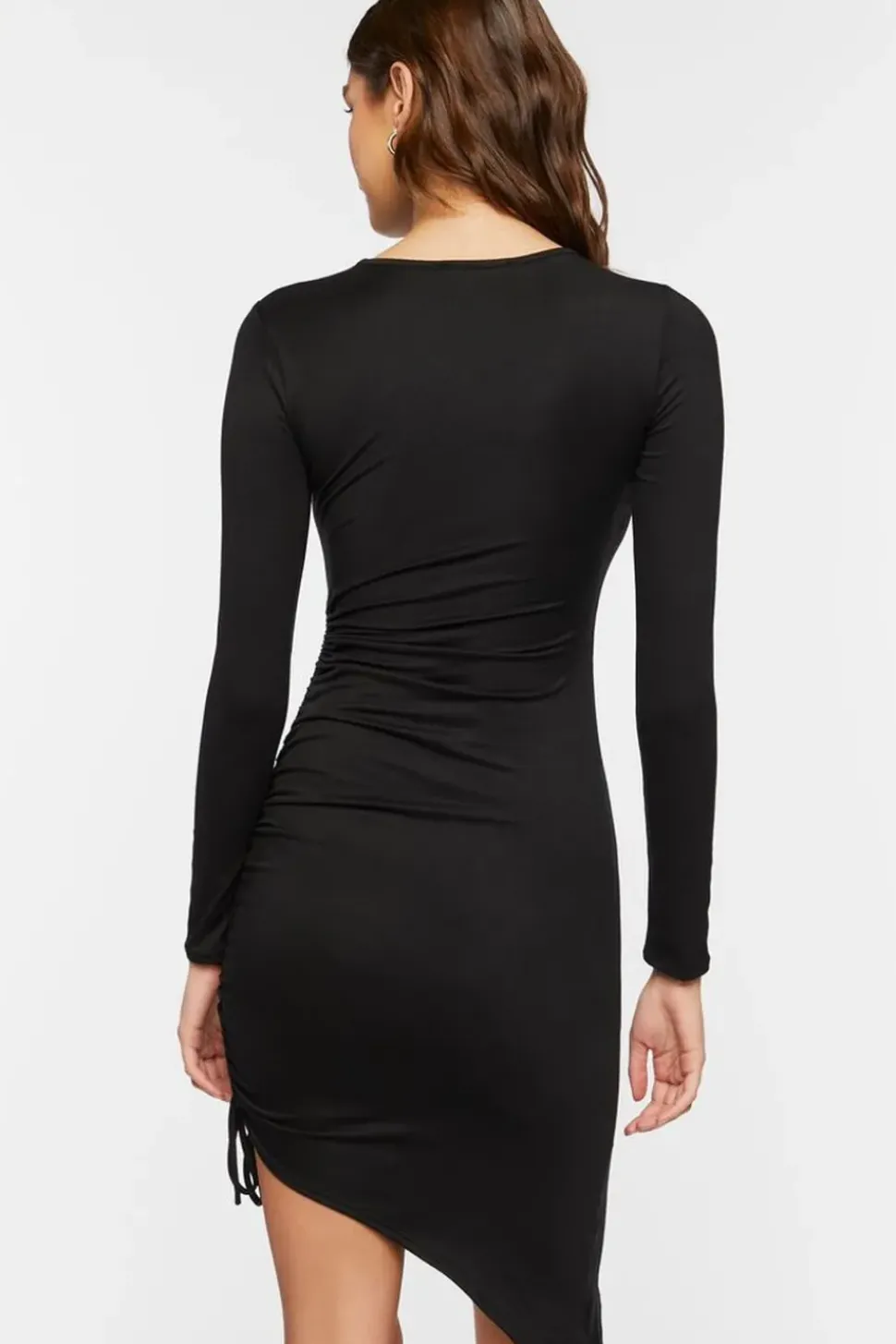 Asymmetrical Ruched Drawstring Dress