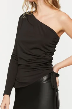 Asymmetrical Ruched One-Shoulder Top