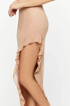 Asymmetrical Ruffle-Trim Maxi Dress