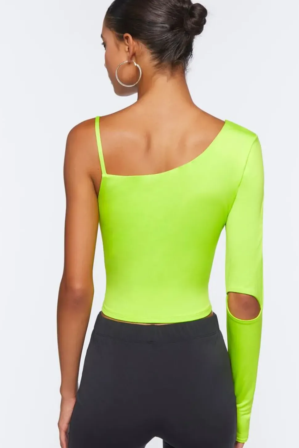 Asymmetrical-Sleeve Crop Top
