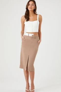 Asymmetrical Split-Hem Midi Skirt