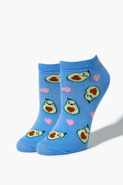 Avocado & Heart Print Ankle Socks