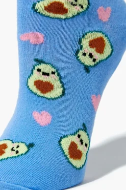 Avocado & Heart Print Ankle Socks