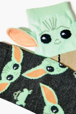 Baby Yoda Grogu Crew Socks - 2 Pack