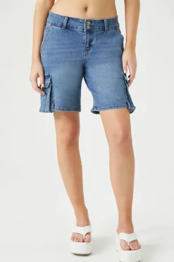 Baggy Denim Cargo Bermuda Shorts