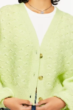 Balloon-Sleeve Cardigan Sweater