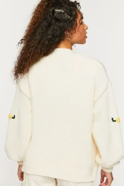 Banana Print Open-Front Cardigan Sweater