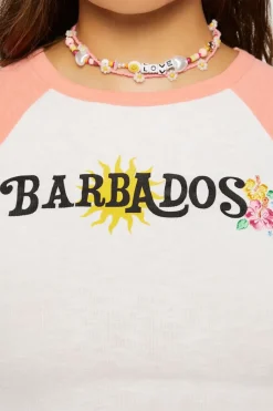 Barbados Graphic Cropped Raglan Tee